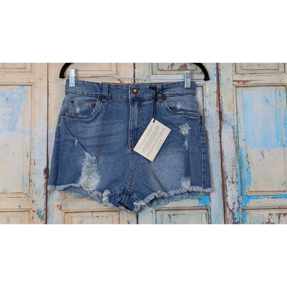 Blu Edit Womens Size 9/29 Blue Super High Waist Jean Shorty Cut Off Shorts